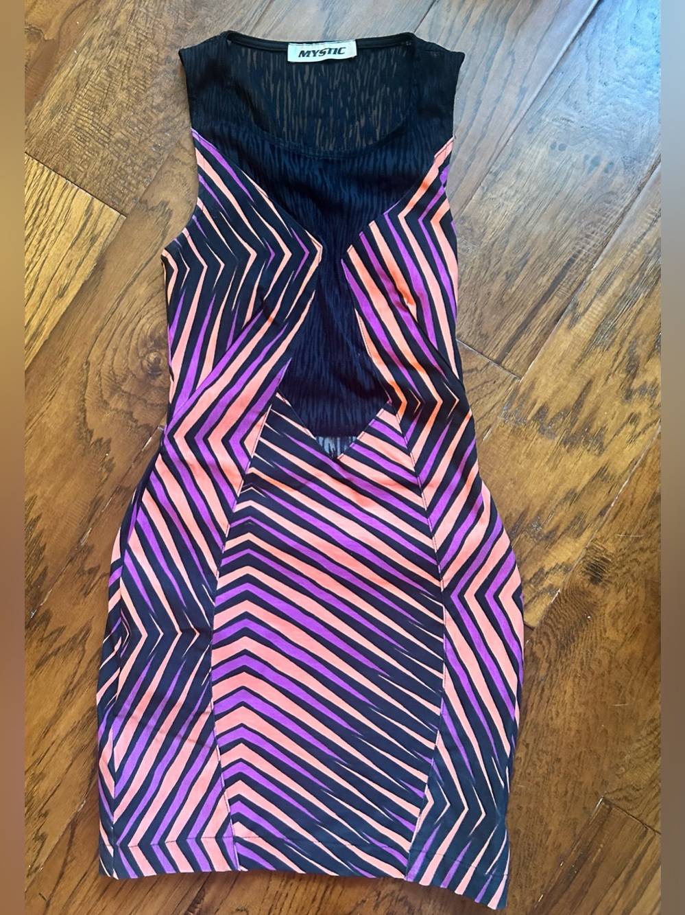 Mystic Orange, Black & Purple Geometric Dress